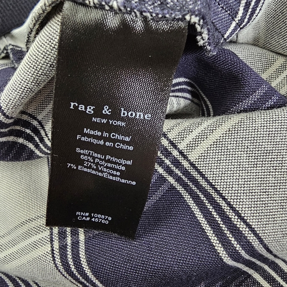 Rag & Bone Navy Blue and Gray Plaid Skinny Leg Ankle Pants Size 8 - Picture 7 of 7